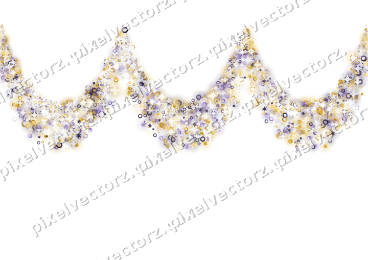 Nahtlose Glitzergirlande in Bernstein auf transparentem Grund