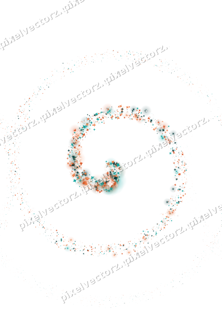 Nahtlose Glitzerspirale aus Funken in Orange auf transparentem Grund