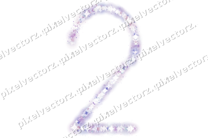Nahtlose Glitzerzahl 2 aus Sternen und Herzen auf transparentem Grund