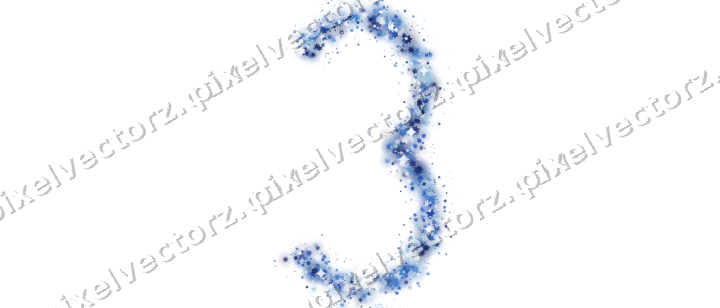 Nahtlose Glitzerzahl 3 aus Sternen in Blau auf transparentem Grund