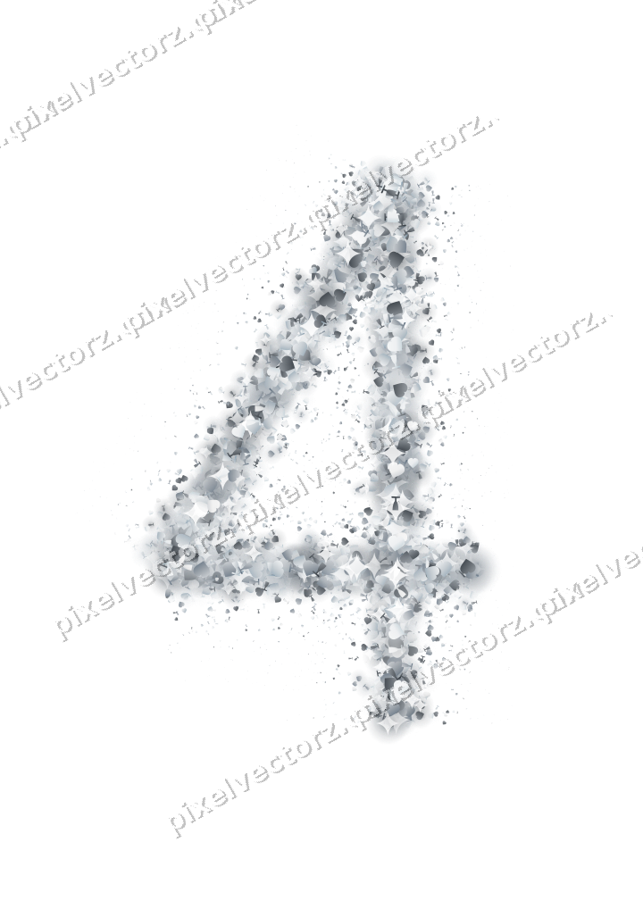 Nahtlose Glitzerzahl 4 in Blassblau auf transparentem Grund