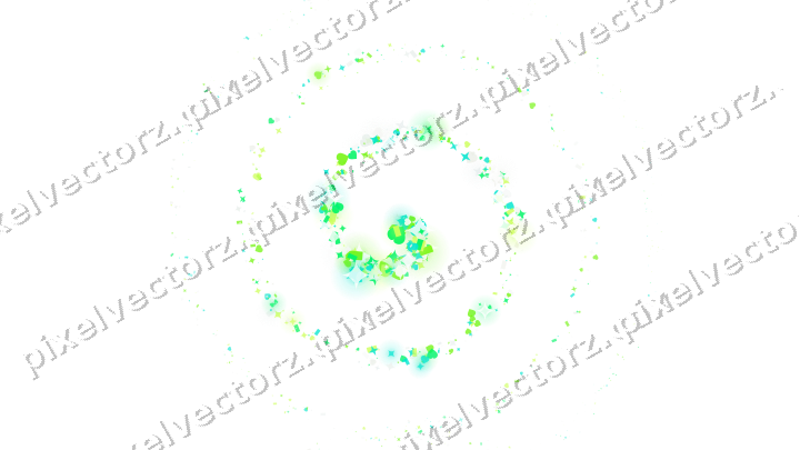 Nahtlose Glitzerspirale aus Sternen und Funken auf transparentem Grund