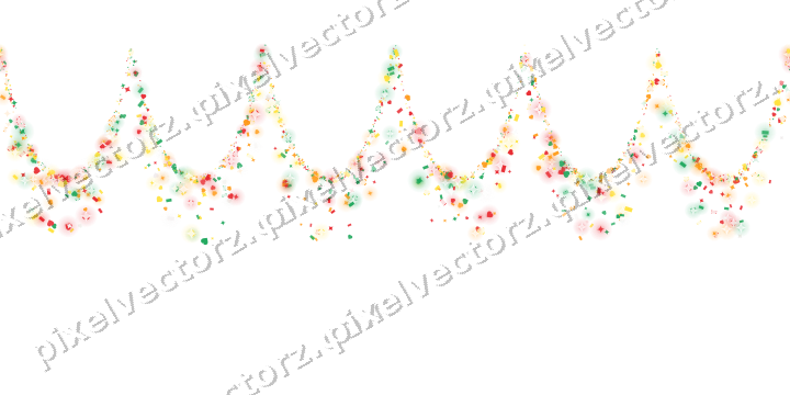 Nahtlose Glitzergirlande aus Funken und Herzen auf transparentem Grund