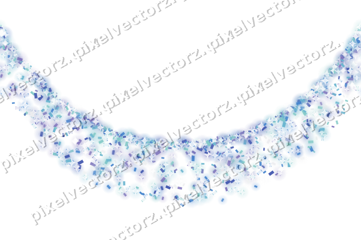 Nahtlose Glitzergirlande aus Konfetti in Blau auf transparentem Grund