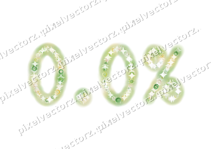 Nahtlose Glitzerzahl 0.0% in Limette und Gelb auf transparentem Grund