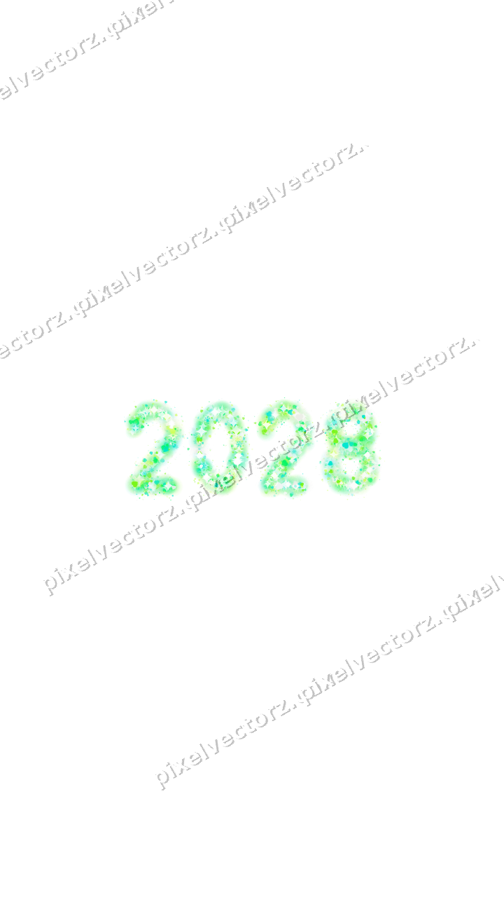 Nahtlose Glitzerzahl 2028 in Grün und Limette auf transparentem Grund