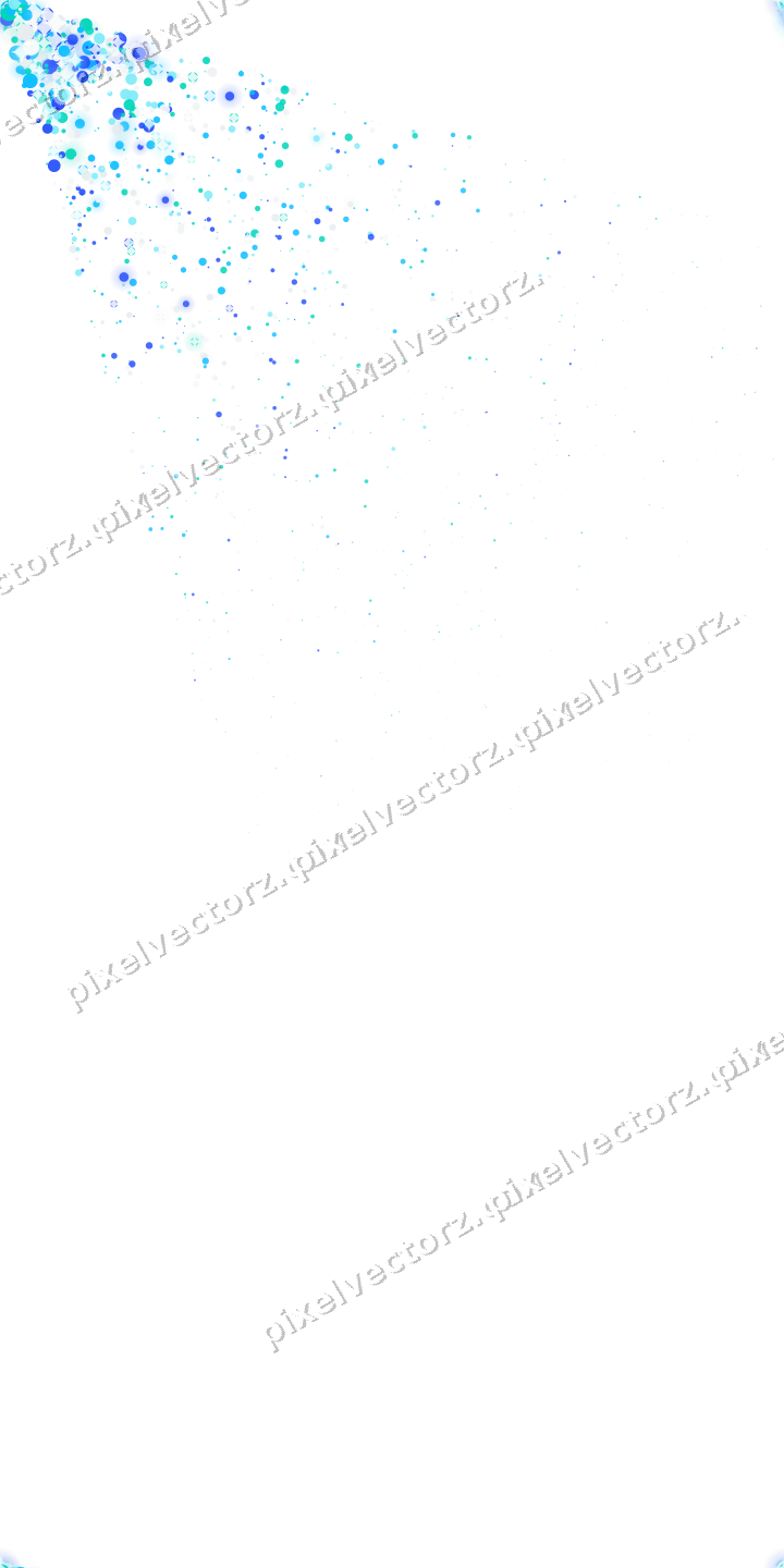 Nahtloser Glitzerfächer aus Punkten in Türkis auf transparentem Grund