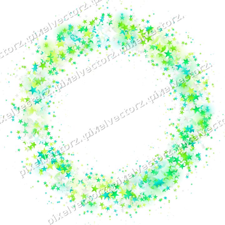 Nahtloser Glitzerkranz aus Sternen in Grün auf transparentem Grund