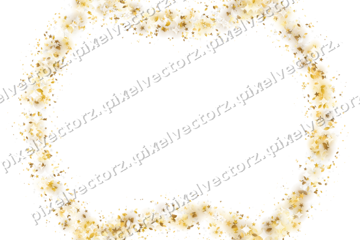 Nahtloser Glitzerkranz aus Sternen und Tropfen auf transparentem Grund
