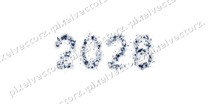 Nahtlose Glitzerzahl 2028 aus Herzen auf transparentem Grund