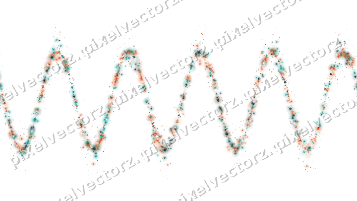 Nahtlose Glitzerwelle in Orange und Petrol auf transparentem Grund