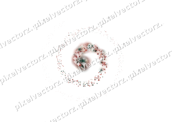 Nahtlose Glitzerspirale aus Sternen und Blüten auf transparentem Grund