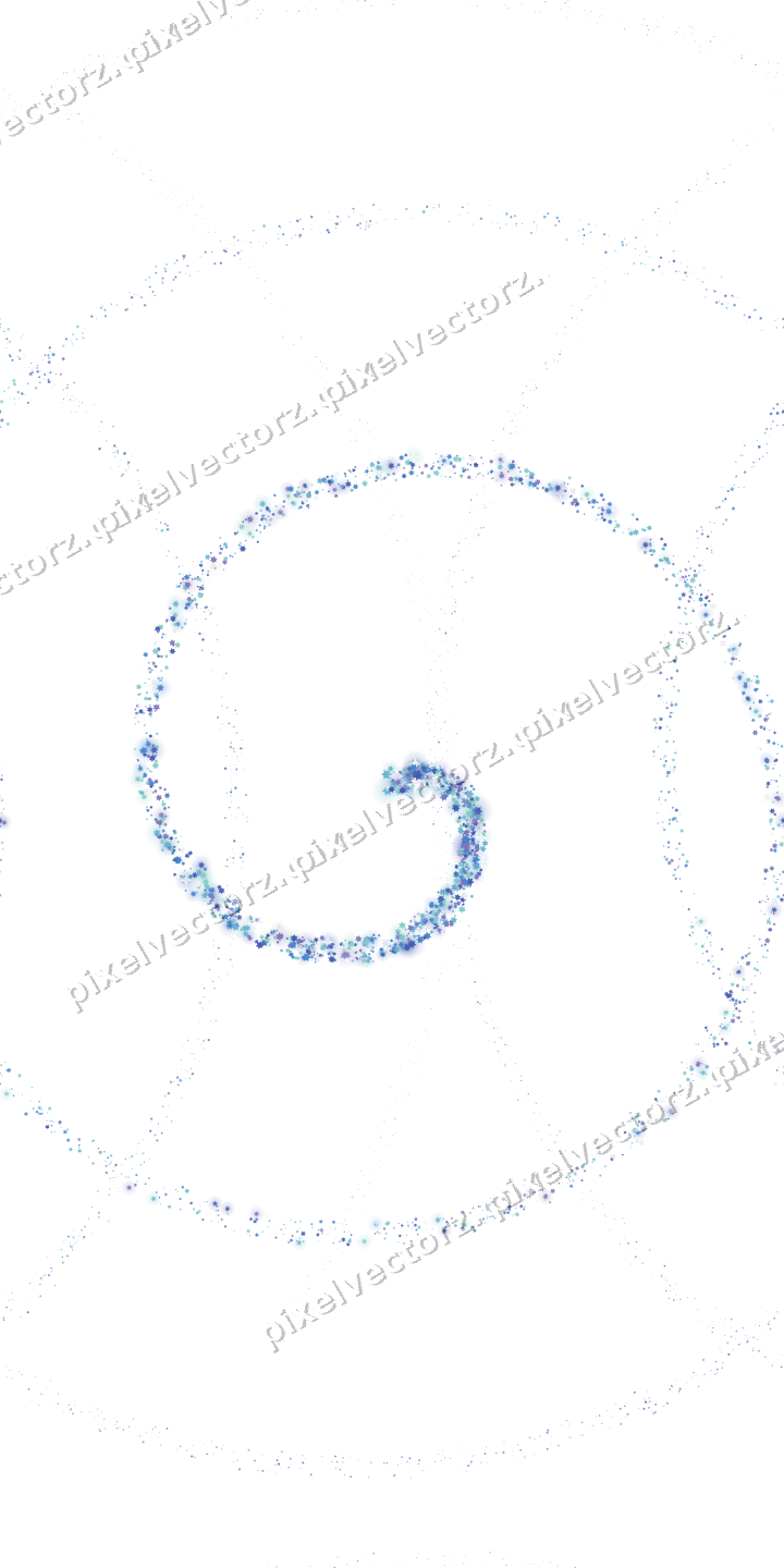 Nahtlose Glitzerspirale aus Sternen in Blau auf transparentem Grund