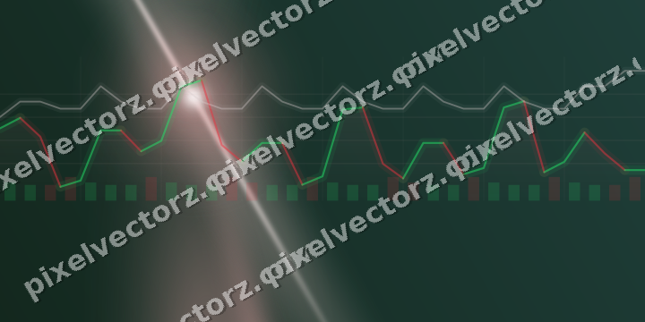 Glowing neon chart background in red and dark green