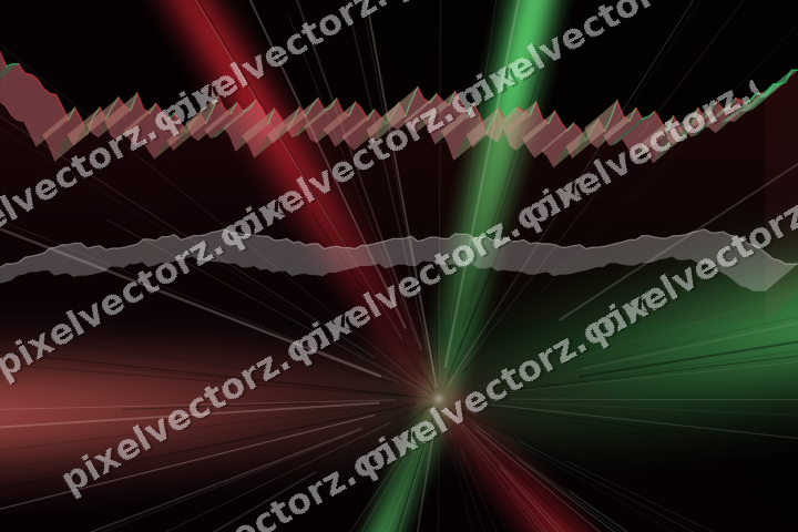 Glowing neon chart background in red and green