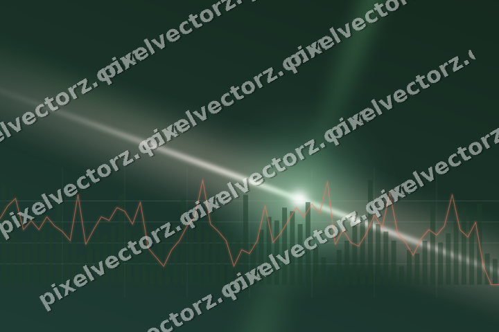 Glowing neon chart background in dark green and red