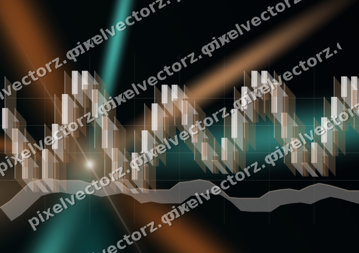 Glowing neon chart background in orange and teal