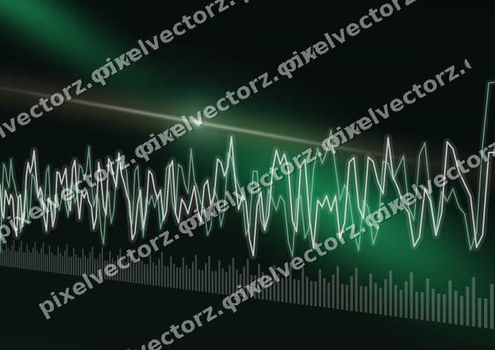 Glowing neon chart background in green and orange