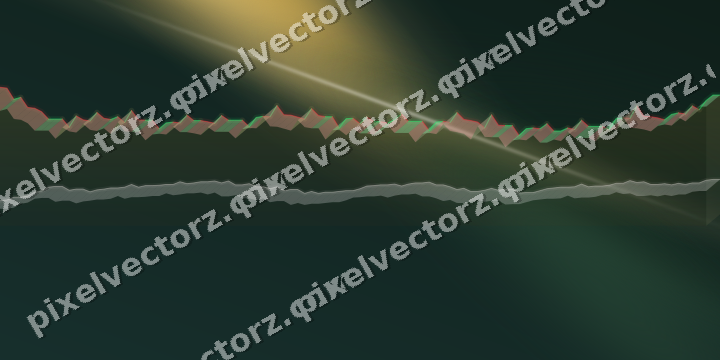 Glowing neon chart background in amber and dark green