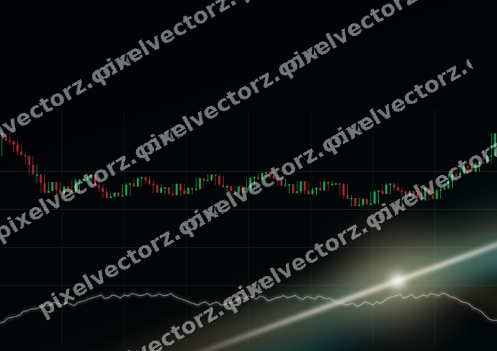 Glowing neon chart background in amber and teal