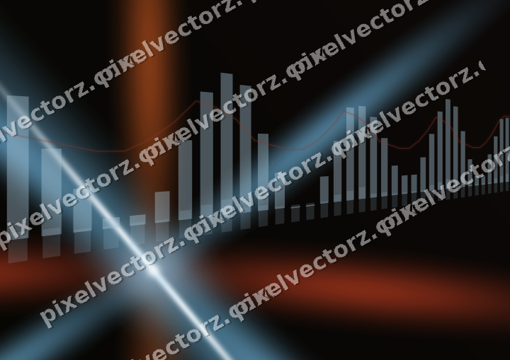 Glowing neon chart background in cyan and red