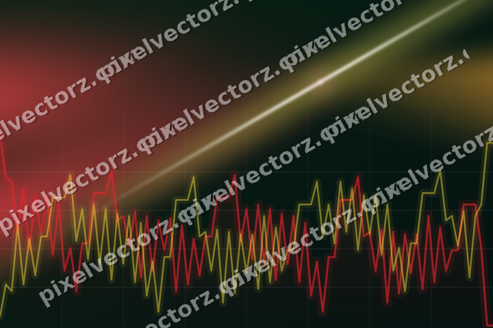Glowing neon chart background in red and orange