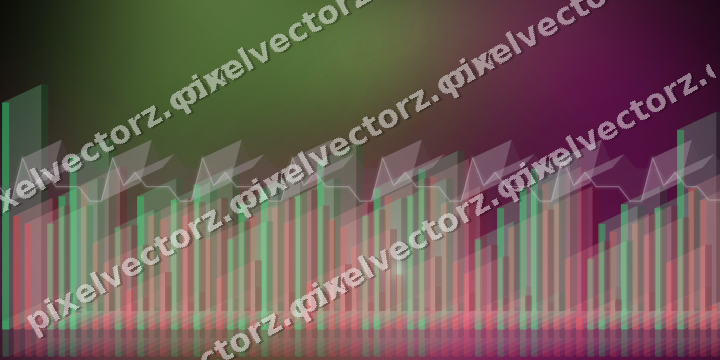 Glowing neon chart background in magenta and lime