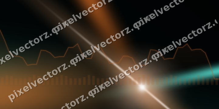 Glowing neon chart background in orange and teal