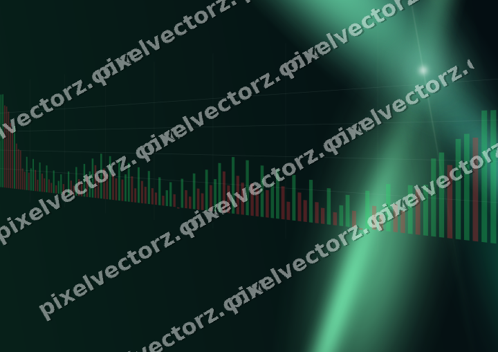 Glowing neon chart background in green and teal