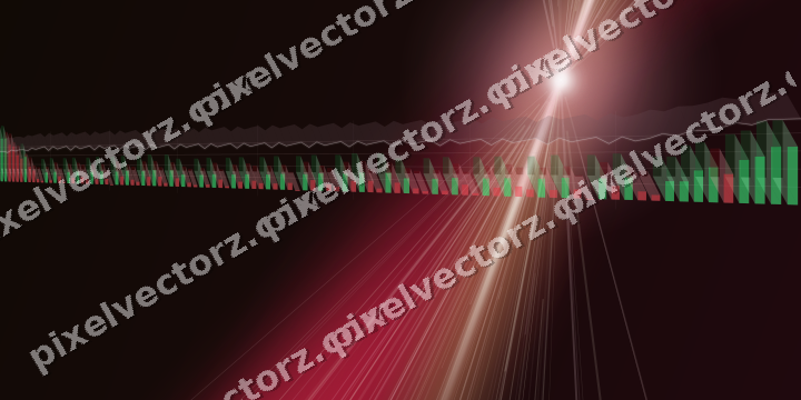 Glowing neon chart background in pink and red