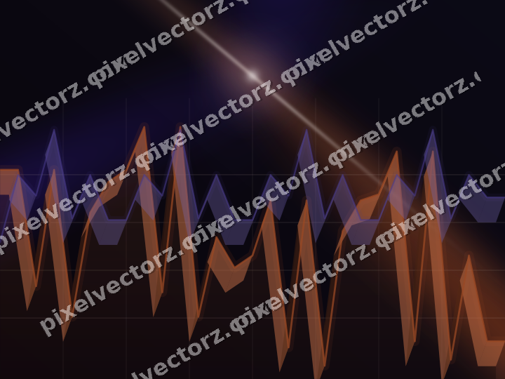 Glowing neon chart background in orange and blue
