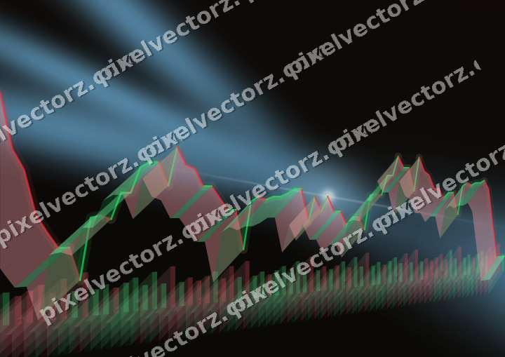 Glowing neon chart background in cyan and red