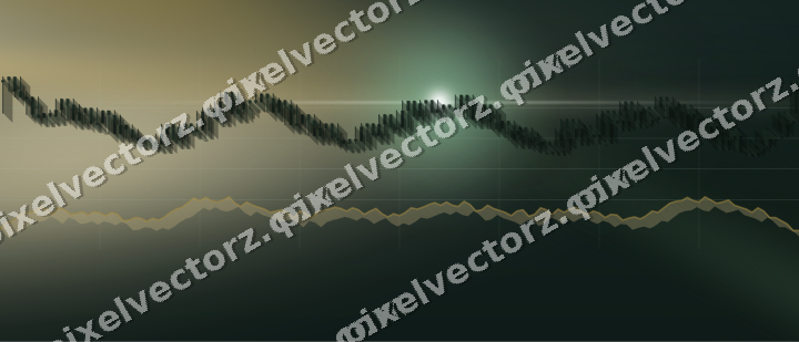 Glowing neon chart background in dark green and amber