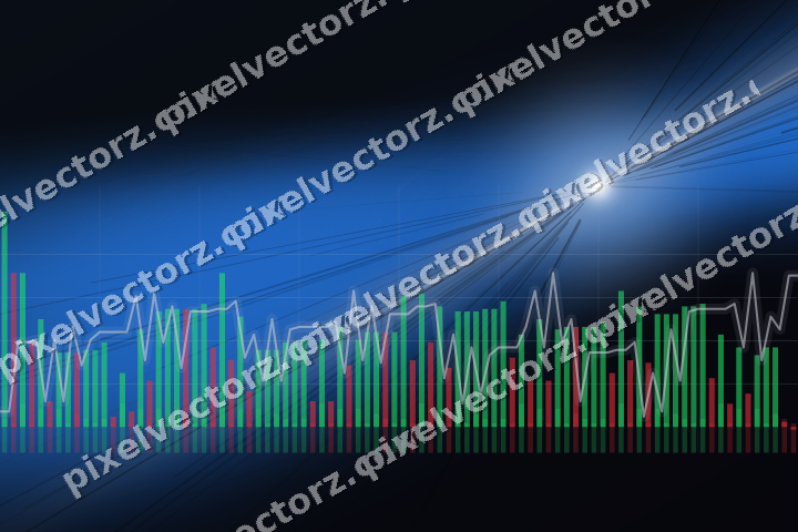 Glowing neon chart background in blue and orange