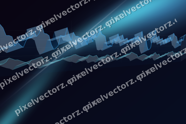 Glowing neon chart background in cyan and blue