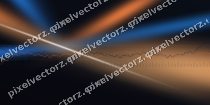 Glowing neon chart background in blue and orange