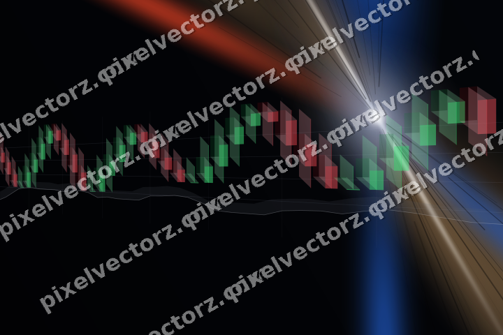 Glowing neon chart background in blue and red