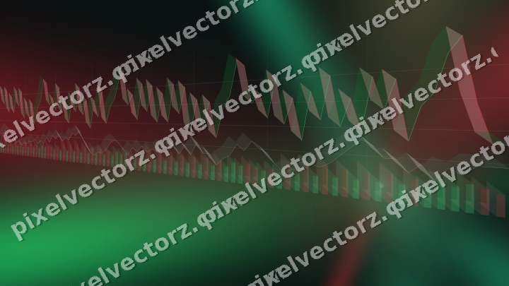 Glowing neon chart background in green and red