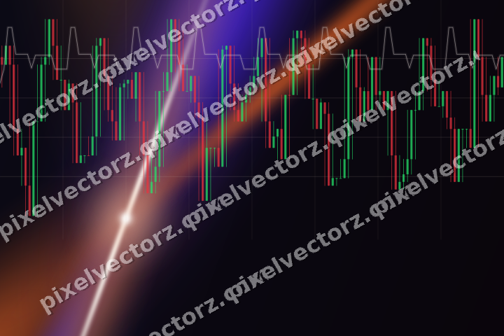 Glowing neon chart background in orange and blue