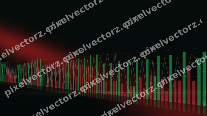 Glowing neon chart background in red and green