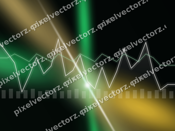 Glowing neon chart background in green and amber