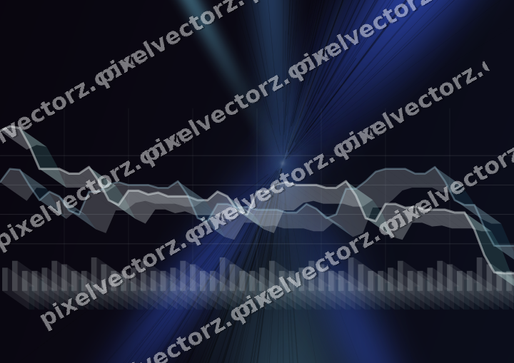 Glowing neon chart background in blue and cyan