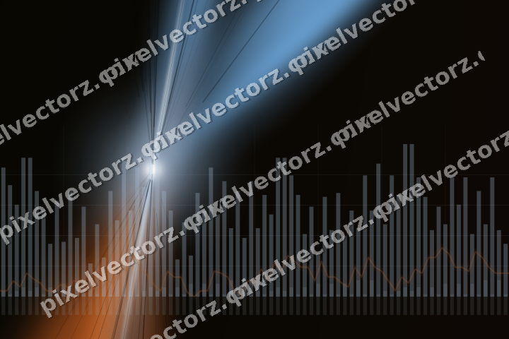 Glowing neon chart background in blue and orange