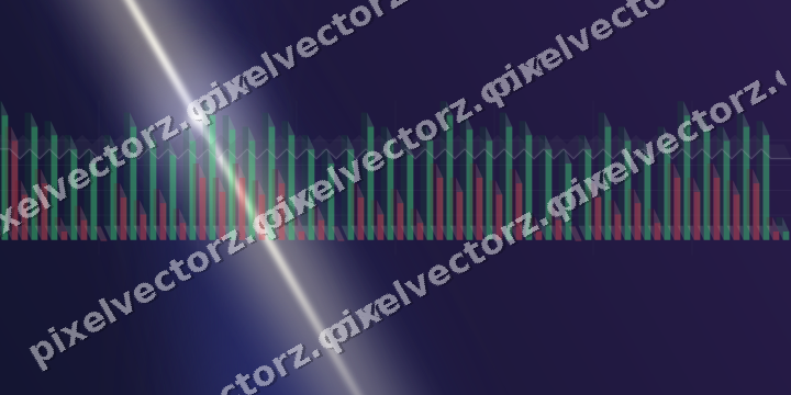 Glowing neon chart background in dark blue and amber