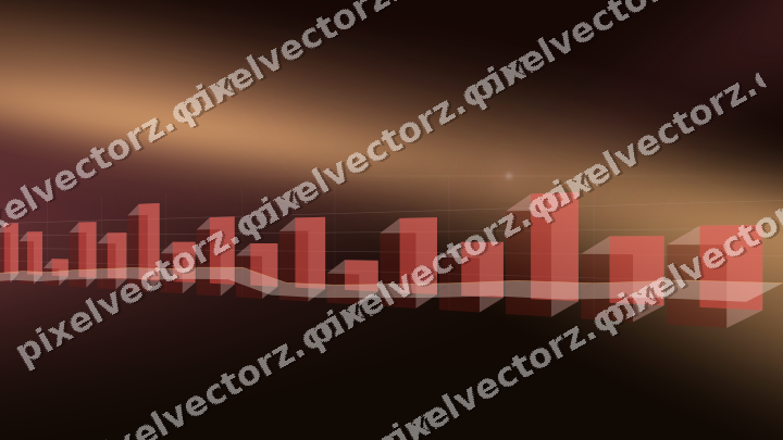 Glowing neon chart background in red and orange