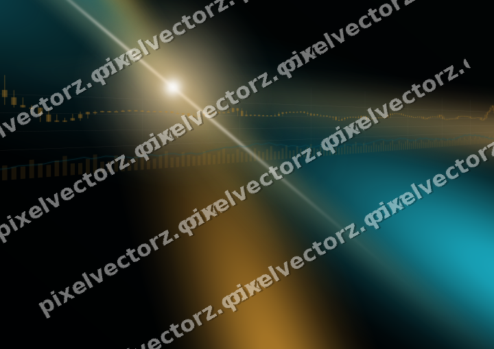 Glowing neon chart background in amber and teal