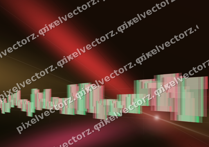 Glowing neon chart background in red and orange
