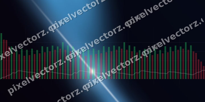 Glowing neon chart background in cyan and blue