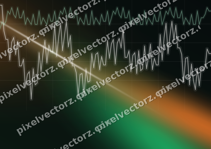 Glowing neon chart background in green and orange