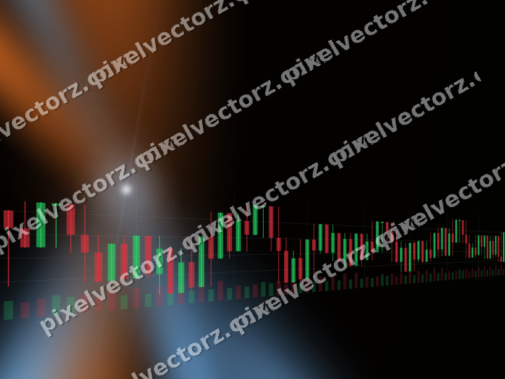 Glowing neon chart background in blue and orange